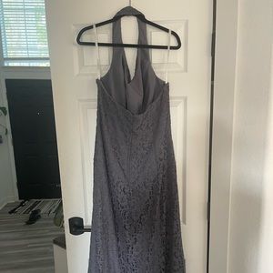 Pewter colored bridesmaid dress from David’s Bridal